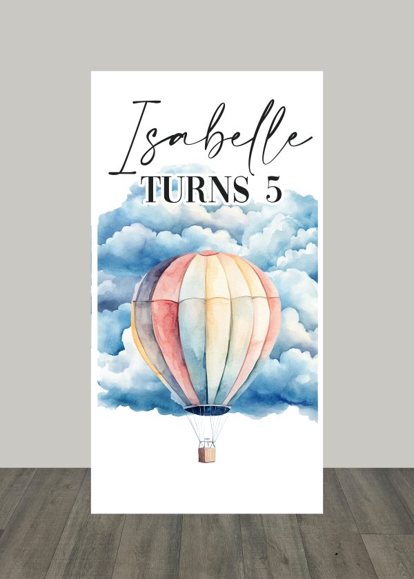 Watercolor Hot Air Balloon-Themed Kids Party Backdrop | 4mm Correx Printed Board